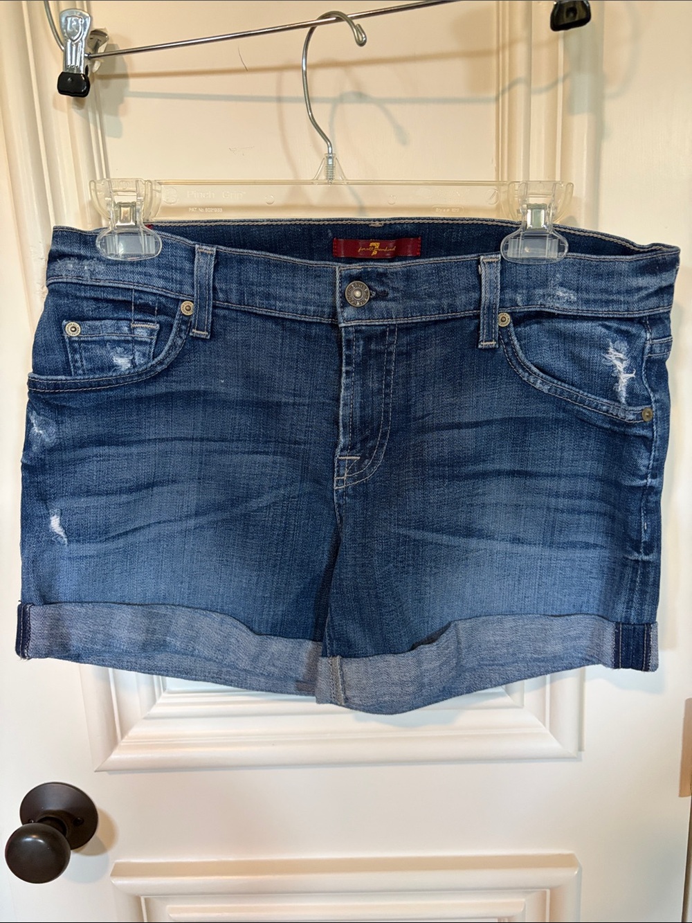 7 for all mankind denim Roll-Cuff Women’s Shorts in Dark Blue